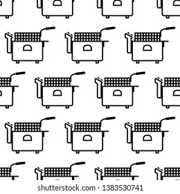 Fryer Icon Seamless Pattern, Deep Fryer Vector Art Illustration