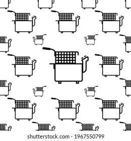 Fryer Icon Seamless Pattern, Deep Fryer Vector Art Illustration