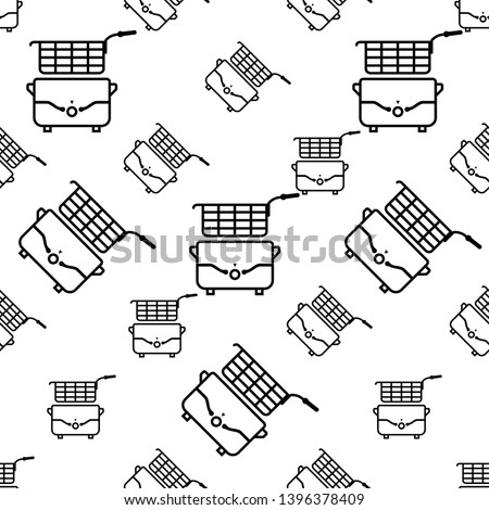 Fryer Icon Seamless Pattern, Deep Fryer Vector Art Illustration