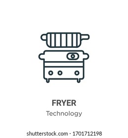 Fryer outline vector icon. Thin line black fryer icon, flat vector simple element illustration from editable technology concept isolated stroke on white background