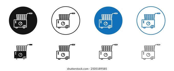 Icono de Vector de freidora en colores negro y azul