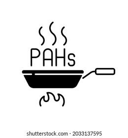 Frying black linear icon. Deep frying involves heating ingredients and creating unhealthy air pollutants in process. Outline symbol on white space. Vector isolated illustration
