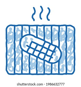 frying bread sketch icon vector. Hand drawn blue doodle line art frying bread sign. isolated symbol illustration