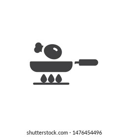Frying chicken leg on gas stove vector icon. filled flat sign for mobile concept and web design. Cooking chicken drumstick glyph icon. Symbol, logo illustration. Vector graphics