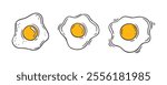 frying egg doodle line illustration set. frying egg hand drawn icon. breakfast drawing egg collection. Vector illustration