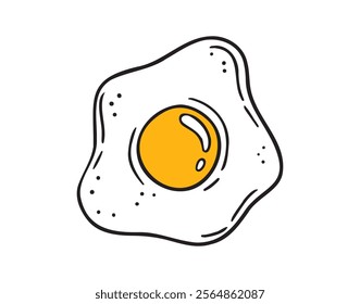 frying egg doodle line illustration. frying egg hand drawn icon. breakfast drawing egg. Vector illustration