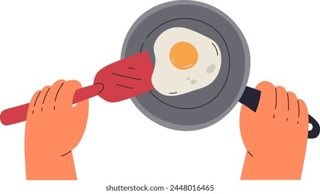 Frying Egg Process Vector Illustration