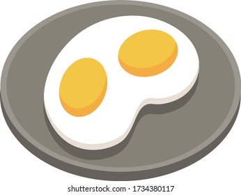 Frying eggs, illustration, vector on white background