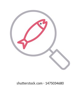 frying fish colour line vector icon