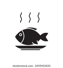 Frying fish icon design, isolated on white background, vector illustration