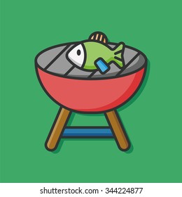 frying fish vector icon