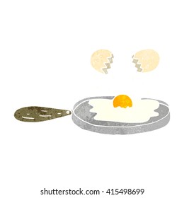 frying freehand retro cartoon egg