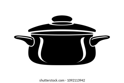 Frying hot saucepan cook pan icon. Simple illustration of frying hot saucepan cook pan vector icon for web
