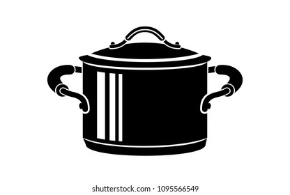 Frying hot saucepan cook pan icon. Simple illustration of frying hot saucepan cook pan vector icon for web