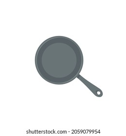 Frying iron pan icon isolated on white background. Cartoon flat design. Vector illustration.