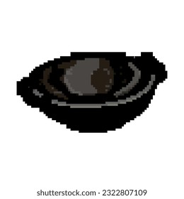 frying iron skillet game pixel art retro vector. bit frying iron skillet. old vintage illustration