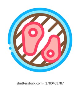 carne frita en el vector de icono de bbq. carne frita en el cartel de bbq. ilustración de símbolo de color