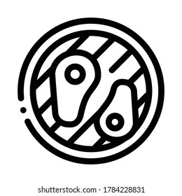 frying meat on bbq icon vector. frying meat on bbq sign. isolated contour symbol illustration