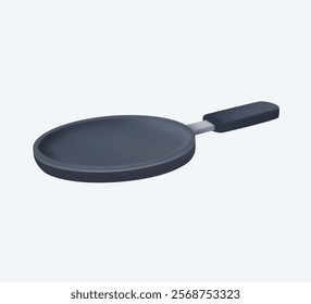 Frying pan 3D icon in cartoon style. Frying pan vector illustration omelette pan, cooking concept. Isolated cartoon vector kitchen skillet with a handle emphasizing the cooking process and preparation