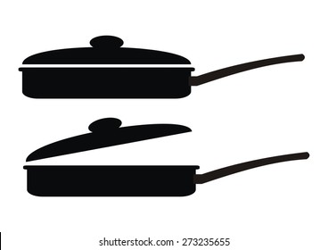 frying pan, black silhouette, vector icon