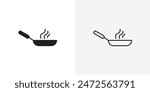 Frying pan black vector icon set.
