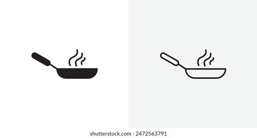 Frying pan black vector icon set.