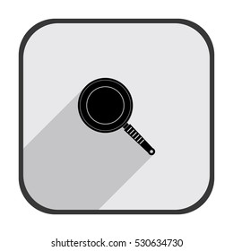 Frying pan - black vector icon with  long shadow