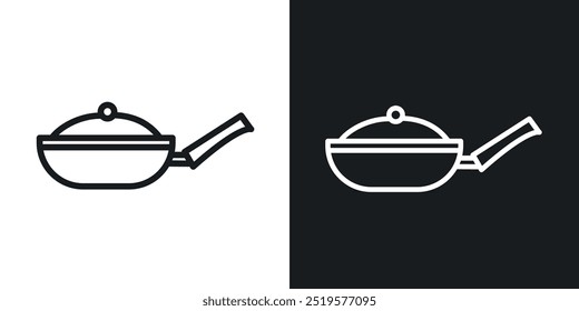 Sartén icono blanco y negro.