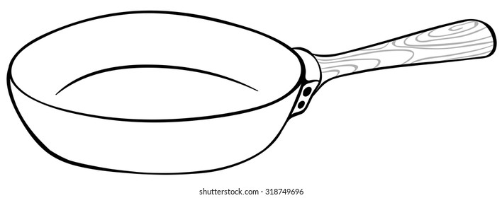 Frying pan in black and white illustration