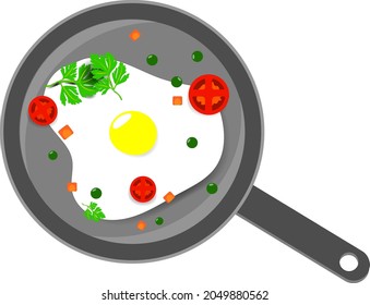 Silla de fritura con ilustración de huevo frito de desayuno vector aislado