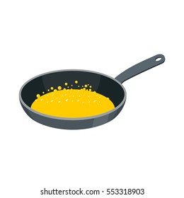 Frying pan with butter isolated. Kitchen utensils for cooking food
