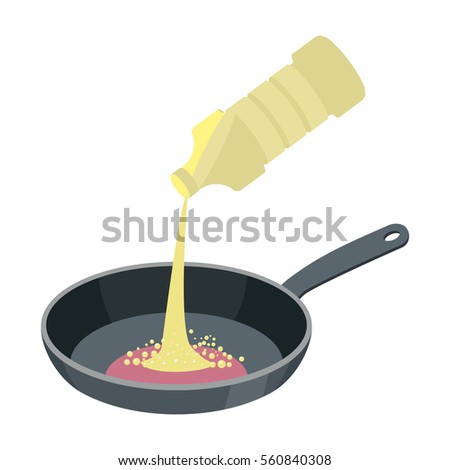 Frying pan with butter isolated. Kitchen utensils for cooking food