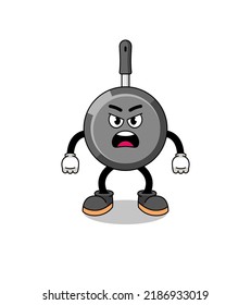 frying pan cartoon illustration with angry expression , character design