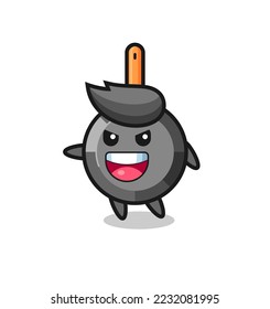 frying pan cartoon with very excited pose , cute style design for t shirt, sticker, logo element