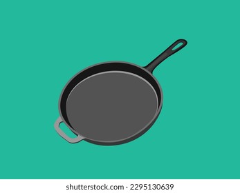 vectores de cocina de hierro fundido de fundición de pan frito