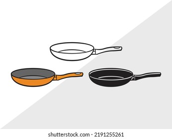 Frying Pan Clipart SVG Printable Vector Illustration