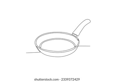 Frying pan continuous line drawing vector illustration of kitchenware
