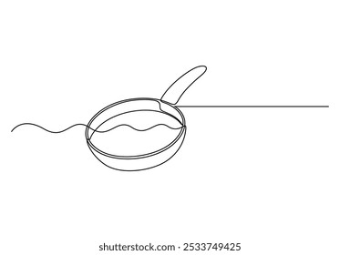 Frying pan continuous line icon. Frying pan single cooking icon editable stroke. Vector illustration