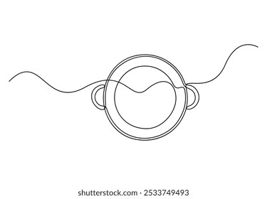 Frying pan continuous line icon. Frying pan single cooking icon editable stroke. Vector illustration