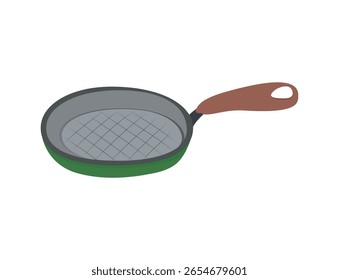Frying pan for cooking dishes. Vector illustration.