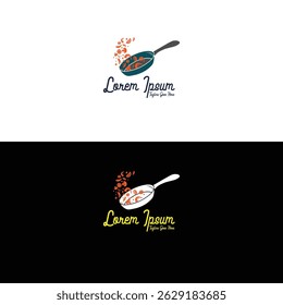 Frying Pan Cooking Seafood for Restaurant Catering Recipe Chef Food Logo Design