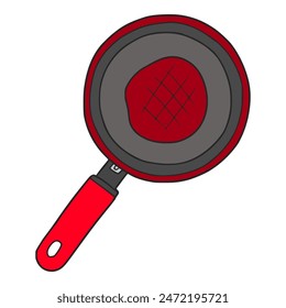 frying pan cooking steak illustration hand drawn isolated vector
