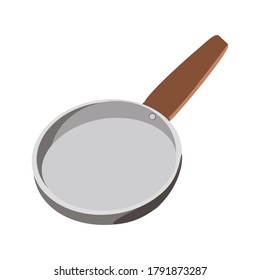 Frying pan for cooking, vector drawing. Refers to cooking. Cartoon style. Separate element for collage, stickers, web design.