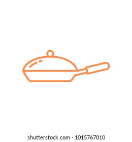 Frying Pan with Cover icon. Kitchen appliances for cooking Illustration. Simple thin line style symbol.