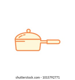 Frying Pan with Cover icon. Kitchen appliances for cooking Illustration. Simple thin line style symbol.