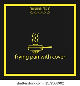 frying pan with cover sketch vector icon