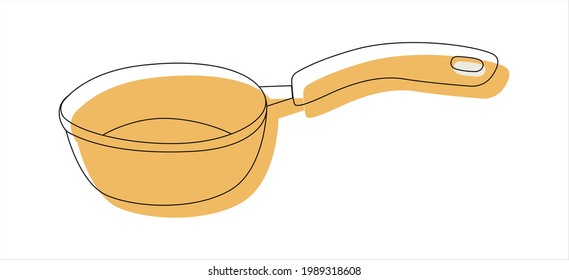 Frying pan or frying pan, doodle style icon. Vector graphics. Isolated on white background.