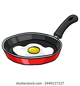 Frying Pan Egg Breakfast Drawing Vector Illustration