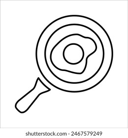 Bratpfanne mit Ei-Symbol Linie Vektorgrafik Grafiken