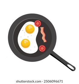 Frying pan with egg koekepan met ei vector illustration 